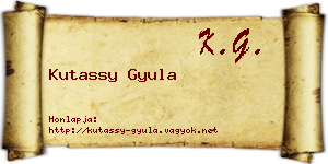 Kutassy Gyula névjegykártya